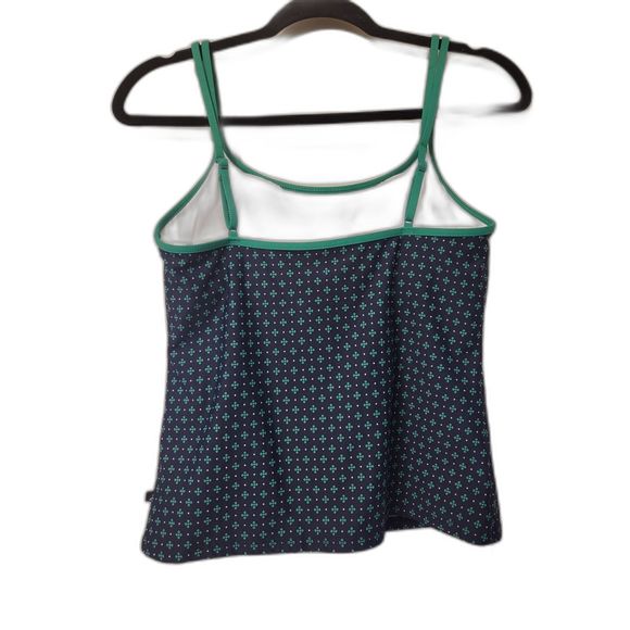 Pre Owned Women Nautica 2 PC Swimsuit Size 12/14 Green and Navy Padded Floral - Picture 2 of 9